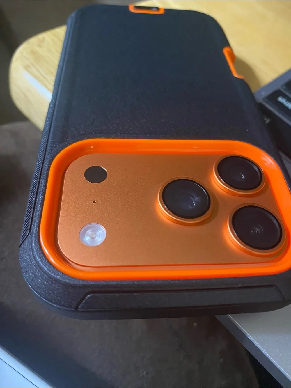 Premium iPhone 17 Pro Black Case with Orange Accent